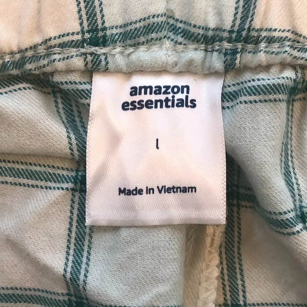 Amazon Essentials Blue/White Plaid Drawstring PJs Pajamas Bottoms - Picture 4 of 10